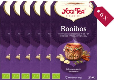 Yogi Tea Rooibos - Biologische Kruidenthee met Rooibos, Kaneel en Vanille voor Een Zachte en Verwarmende Smaak - Tray van 6 Stuks