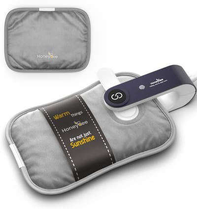 Honey Bee Elektrische Kruik - Incl. Thermosoft Hoes - Oplaadbare Warmwaterkruik - Electrische Kruik Baby - Helpt Bij Menstruatieklachten - Grijs