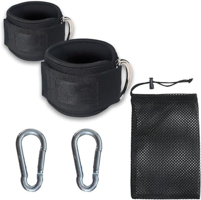 Verstelbare Enkelbanden voor Gym, 2-Pack Kabelmachine Accessoires, Inclusief Karabiners en Opbergtas voor Fysieke Training
