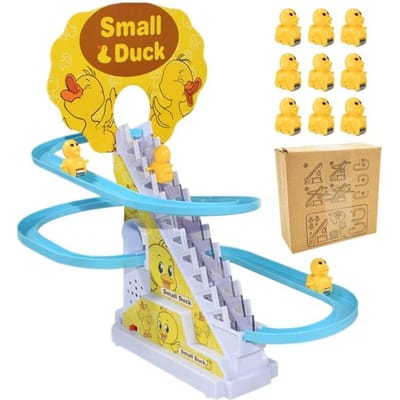 Kinderen Elektrische Kleine Eend Traplopen Speelgoed DIY Rail Racing Track Muziek Achtbaan Eend Speelgoed Voor Baby Kids Gift 9pcs ducks with box