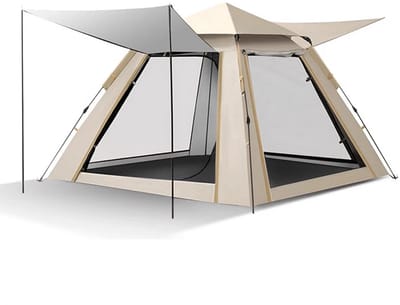 Betaalbare Goederen® kampeertent 3-4 personen - beige - kampeertent - tent - kampeerstoel - slaapzak - luchtbed - kampeertent