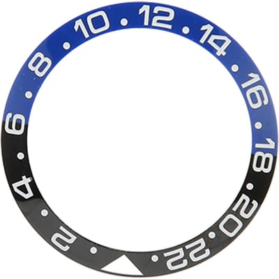 38mm Diameter Zwart Blauw Horloge Bezel Inzetstuk Basisring Witte Tekens Keramiek GMT Polshorloge Bezel blue