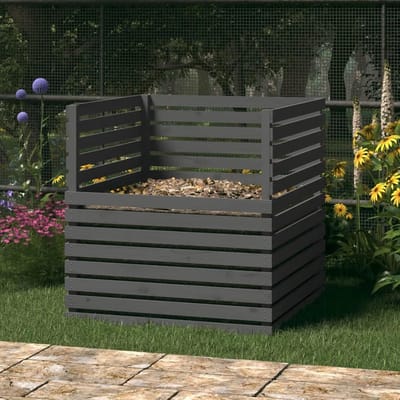 Compostbak Hout - Composteerbak Tuin - Afval Verzamelen - Stabiel Grenenhout Frame - 100 x 100 x 102 cm - Grijs