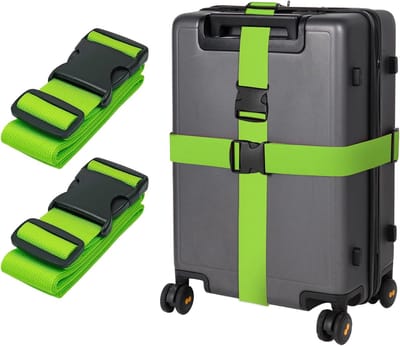 Famanu – Groene kofferriem - set van 2 verstelbare bagageriemen van 198 cm - geschikt voor koffers en reistassen