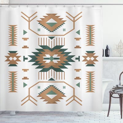 New Bed, Zuidwestelijk Zigzagpatronen Douchegordijn Badkamer Decor Set met Haakjes, 180 cm B 200 cm L