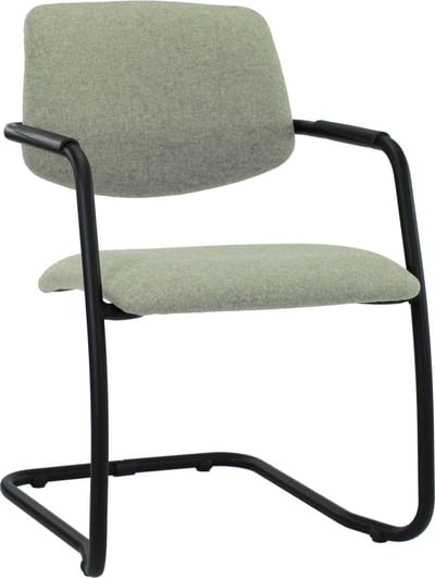 Workliving Vergaderstoel X5 - Sledeframe - Wolvilt Fenice 455 zachtgroen - frame zwart
