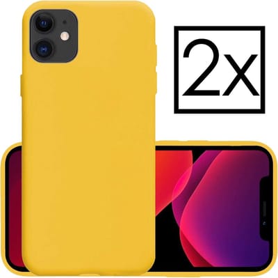 Hoesje - 2 Stuks - Geschikt voor Apple iPhone 12 Mini - Sterk & Shockproof - Case Siliconen - Back Cover - Telefoon Hoes - Geel