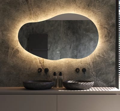 Schaere - Organische Badkamerspiegel - Indirecte Verlichting - Spiegel Verwarming - Instelbare Lichtkleur - Dimfunctie - 120×70 cm
