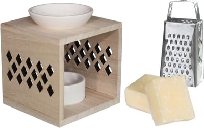 Ideas4seasons Amberblokjes/geurblokjes cadeauset - amber geur - inclusief geurbrander en mini rasp