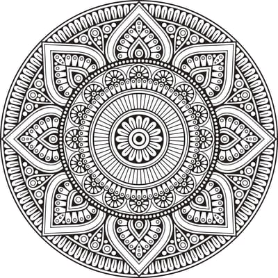 Vinyl | Vloerkleed vinyl rond | Mandala zwart/wit | 95 cm Rond