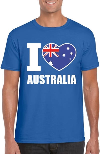 Blauw I love Australie supporter shirt heren - Australisch t-shirt heren S