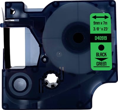 DULA Dymo D1 40919 - S0720740 - Compatible label tape - 1 lettertape - Zwart op groen - 9mm x 7m