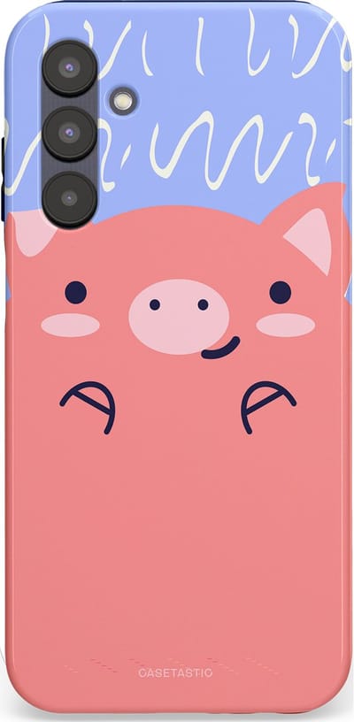 Casetastic hoesje geschikt voor Samsung Galaxy A25 - Dubbellaagse bescherming - Knuffel van varken - Fashion Case - Koraal Lichtblauw