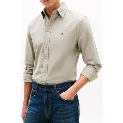 Tommy Hilfiger Flex Dobby Sf Shirt Dark Artichoke Größe: M | Casual hemden Outlet | Herren