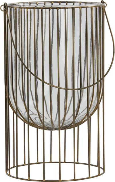 Light&living Windlicht Ø24x36 cm SIBANI antiek brons-glas helder