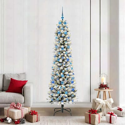 vidaXL - Kunstkerstboom - Wit - 210 - cm - PVC - en - Metaal - en - Plastic
