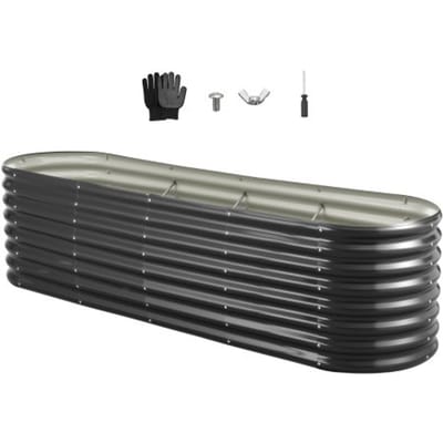 VEVOR Verhoogd Tuinbed, Metaal, 2400x600x600 mm, Plantbed, Groentebed, Plantenbak met Open Bodem & Afgeronde Randen, Bloembed, Kruidenbed, Ideaal voor Groenten, Bloemen, Kruiden & Vetplanten