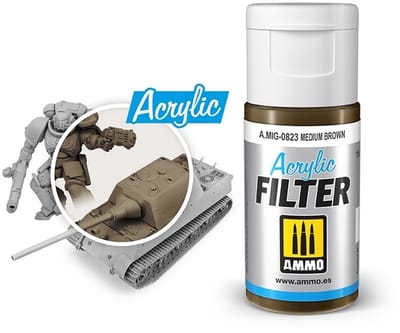 AMMO by Mig Jimenez Modelbouwdecoratie - MIG 0823 Acrylic Filter Medium Brown - 15ml Effecten potje