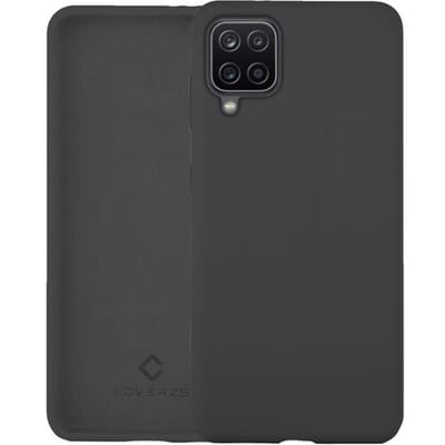 Coverzs Luxe Liquid Silicone Case geschikt voor Samsung Galaxy A12 - Donkergrijs - Grijs - Dark Grey - Siliconen hoesjes geschikt voor Samsung Galaxy A12 hoesje - Silicone case beschermhoes - Backcover hoes