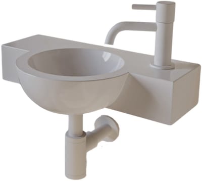 AquaVik Fonteinset Globus Keramisch Wit Kraan Rechts Mat Wit Kraan 40x23x8cm