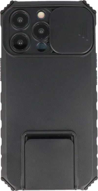 Premium Kwaliteit Anti Shock Hoesje - Back Cover - Camerawindow met Stand Functie - Geschikt voor iPhone 11 Pro - Zwart