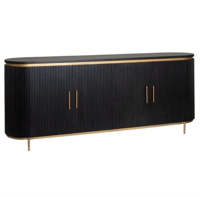 Tower Living Dressoir Rivello mangohout 210x45x85 cm - Zwart & Brass