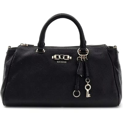 GUESS handtas schoudertas Anise Box Satchel Black Logo zwart