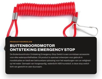 Dailygoods- Emergency Stop Switch Waterdicht - Dodemanssleutel Koord - Uitschuifbaar - Lichtgewicht - Eenvoudige Installatie - Flexibel met Draaibare Karabijnhaak - Dodemanskoord