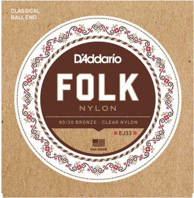 D'Addario EJ33 Folk Nylon 80/20 Bronze Clear Nylon Gitaarsnaren