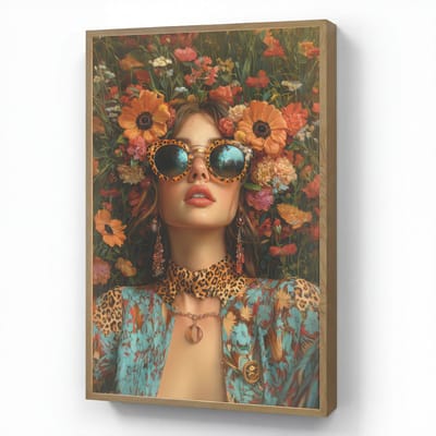 Wandlamp 60x90 cm - Oplaadbaar - Vrouwen - Bloemen - Modern - Bril - Abstract - Wandlampen binnen woonkamer - Slaapkamer lamp - Decoratieve nachtlamp - Vloerlamp draadloos