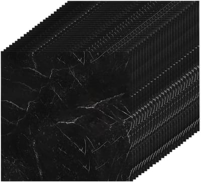 Zelfklevende PVC Vloertegels in Zwart, 30 x 30 cm, Ideaal voor Keuken, Badkamer en Woonkamer met Marmerlook