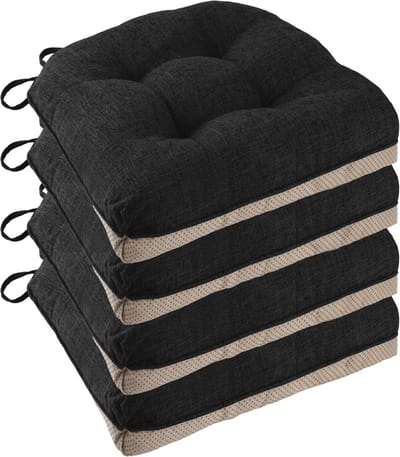 Antislip Stoelkussens voor Eetkamerstoelen - Set van 4, Comfortabel en Ademend, Koffiebruin, 45,7 x 45,7 x 7,6 cm