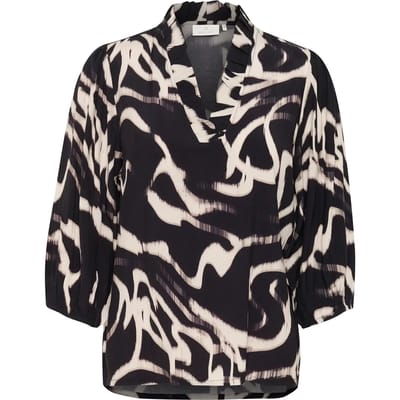 Kaffe Blouse Kamartha Frill Blouse 10510322 107701 Black/nature Organic Line Dames Maat - W36