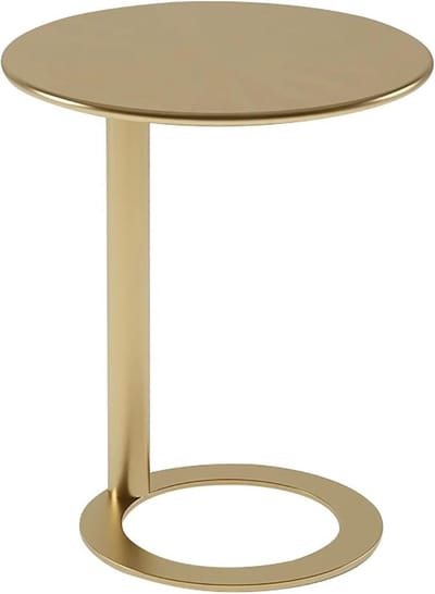 C-vormige bijzettafel - Metalen accenttafel - Woonkamer decoratie - Strakke lijnen - 48x69 cm - Goud