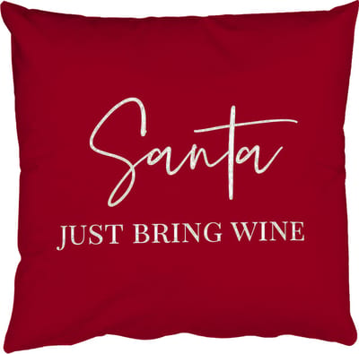 Sierkussens - Kussentjes Woonkamer - 50x50 cm - Santa - Wine - Rood - Kerst - Kerstman - Kerstdecoratie voor binnen - Kerstversiering woonkamer decoratie - Kerstmis versiering in huis - Christmas decorations - Kerstaccessoires
