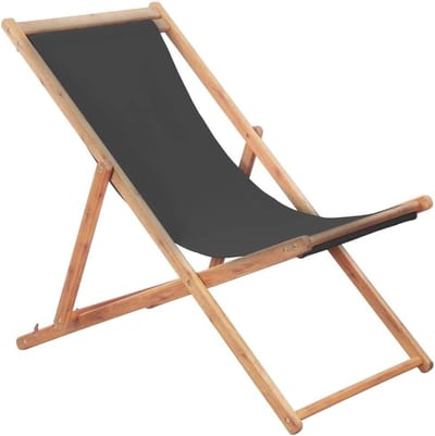 Opvouwbare Strandstoel - Houten Ligstoel - Buiten Ontspannen - 3 Ligstanden - 60 cm breed - Grijs