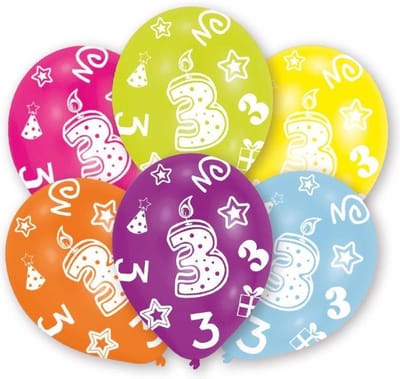 Amscan Ballonnen 3 Jaar 6 Stuks 28 Cm