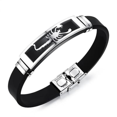 Mode Heren Siliconen Armband RVS Schorpioen Verstelbare Coole Armband Sieraden Cadeaus 8 Tt @88 zilver