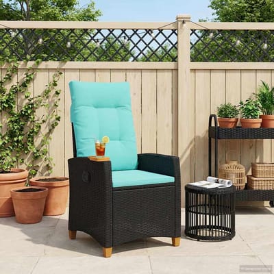 vidaXL - Verstelbare - stoel - met - theetafel - poly - rattan