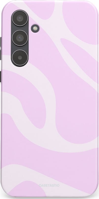 Casetastic hoesje geschikt voor Samsung Galaxy A55 - Dubbellaagse bescherming - Vrolijk Roze Suikerspin Curves - Fashion Case - Lichtroze Wit