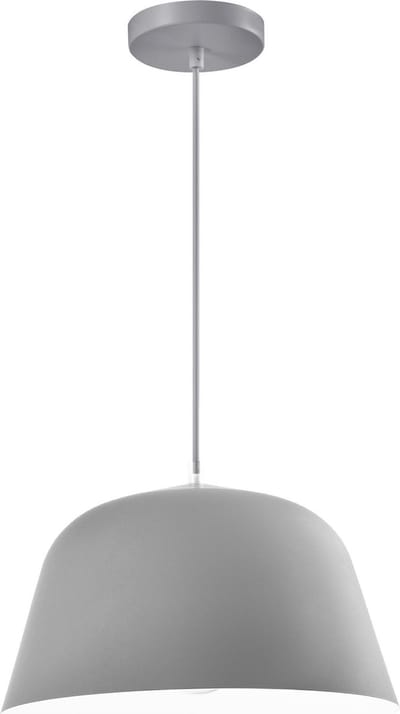 QUVIO Hanglamp retro - Lampen - Plafondlamp - Verlichting - Keukenverlichting - Lamp - Simplistisch design - E27 Fitting - Voor binnen - Met 1 lichtpunt - Aluminium - Metaal - D 30 cm - Grijs en wit