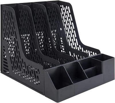 Ordnerhouder Bureau - Bestandsrek Dossier - Bureau Organiseren - Gelaagd Ontwerp - 22x33.5x15.5 cm - Zwart