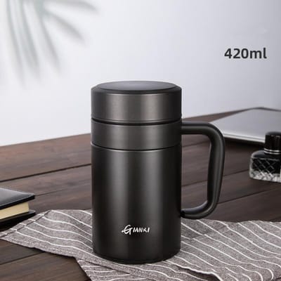 Bouteille isotherme grande capacité en acier inoxydable, gobelet isolant simple et de haute qualité pour la conservation de la chaleur 420-520ml gray