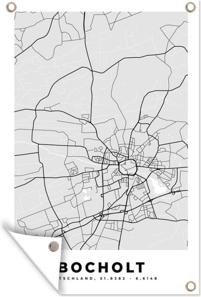 Muurdecoratie Stadskaart - Plattegrond - Kaart - Bocholt - Duitsland - 120x180 cm - Tuinposter - Tuindoek