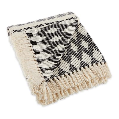 California Casual, Colby Southwest Woven Throw, Black & Gray, 50x60