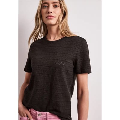 Shirt met korte mouwen en ronde hals in kant
