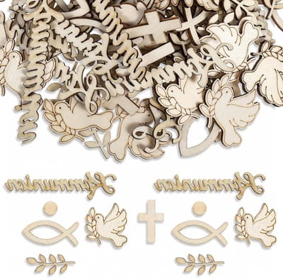 120 Stuks Houten Doopdecoratie voor Tafeldecoratie - Communie, Vormsel en Babyshower Versiering