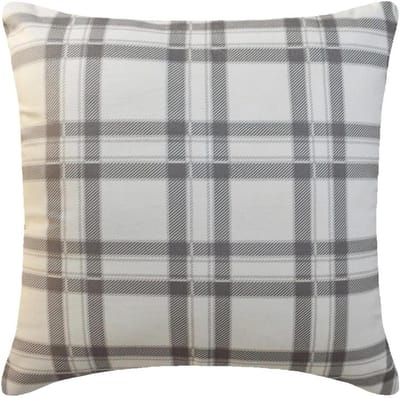 Decoratieve Kussensloop - Sierkussenhoes Plaid - Interieur Verfraaien - 100% Handgemaakt Ambacht - 40x40 cm - Grijs Wit
