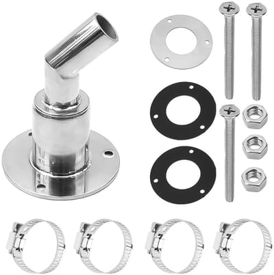 Roestvrijstalen Scheepsuitlaatpijp - 316 Roestvrij Staal - Huidaanpassing Bootuitlaat - Staande Verwarming Accessoires 24mm - Door de Romp Uitlaat Huid - Zilver