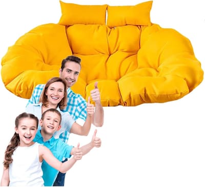 Kussen Vervanging Hangstoel - Eetstoel Kussen - Buiten Ontspannen - Extra Dik Gevuld - 115x80cm - Geel